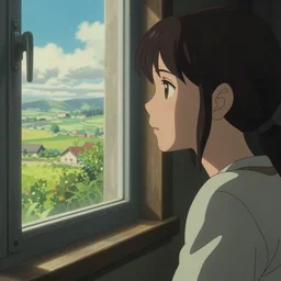 a movie still of herman brood in a room watching to a window, perfect faces, fine details, anime, cinestill