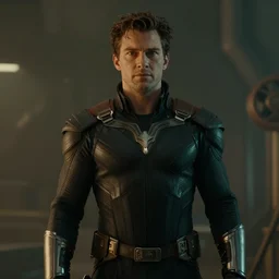 a film portrait still of henry cavill as reed richards in the avengers, gritty cyberpunk atmosphere. realism, cinematic lighting, beautiful gothic fantasy photorealistic, 4 k. 8 mm. grainy. panavision.