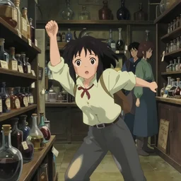 anime visual, portrait of a young female traveler in a alchemist's potion shop interior shopping, low light, cute face by ilya kuvshinov, yoh yoshinari, makoto shinkai, katsura masakazu, dynamic pose, dynamic perspective, mucha, rounded eyes, moody