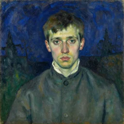 russian portrait, night, denis sarazhin, vrubel, oil on canvas