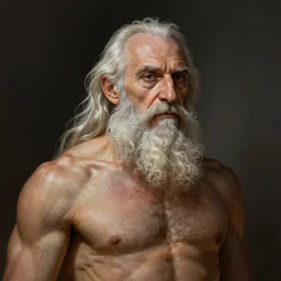 portrait of an elderly orthodox patriarch, muscular, upper body, D&D, fantasy, intricate, cinematic lighting, highly detailed, digital painting, artstation, concept art, smooth, sharp focus, illustration, art by Hajime Sorayama