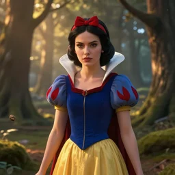 portrait, snow white from disney as a d & d fighter, beautiful, proud serious expression, style by jeff easley, brian froud, ralph horsley, dramatic light, high detail, cinematic lighting, artstation, dungeons and dragons, in the forest, golden hour - h 6 4 0