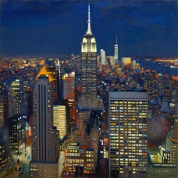 a beautiful painting of new york at night by leonid afremov