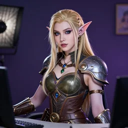 twitch streamer asmongold as a night elf!!!, medium shot, studio lighting