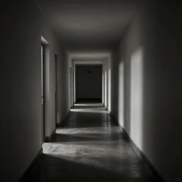 a camera view of a scary hallway photo - realistic