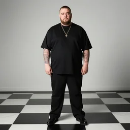 fatboy slim, on a checkered floor