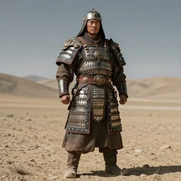 ancient tibetan warrior, wearing primitive mongolian armor, full body concept, beksinski