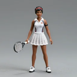 80mm resin model figure of a Hattie McDaniel in detailed sleeveless tennis wear, mini-skirt, lace fabric ; Miniature product Photo, 4K, Full body