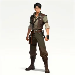 asian - looking rogue dnd fantasy character wearing a vest and high boots single character concept art digital art medium shot highly detailed sharp focus photorealistic illustration wlop luis royo 1 2 3 4