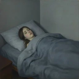 surreal painting depicting the feeling of forgetting a dream a tiny bit after waking up